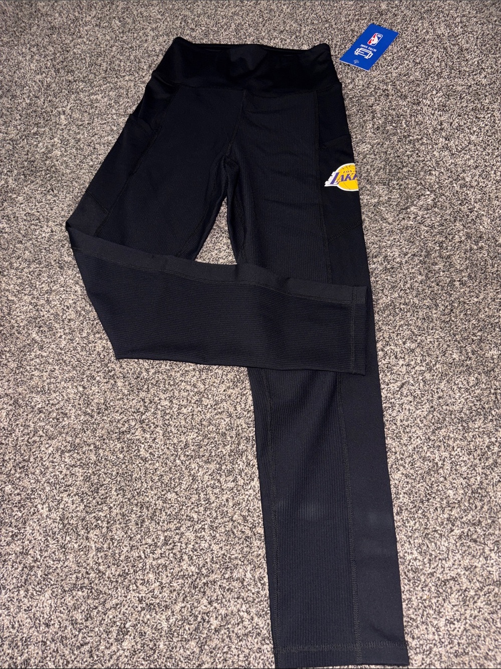 NBA Black Women's Leggings with Lakers Logo Patch